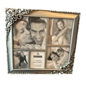 Malden International Design 5 Opening Collage Photo Frame Ornate Silver Tone